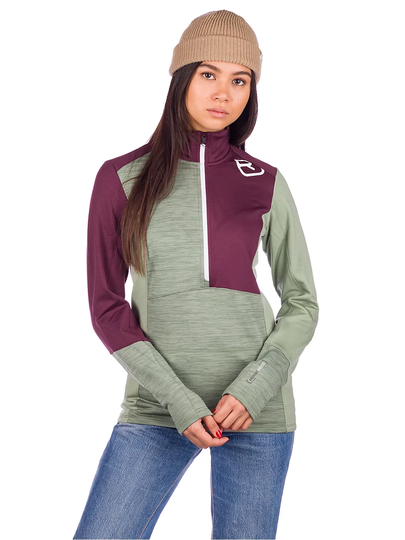 Ortovox Light Zip Neck Base Layer Top vihreä