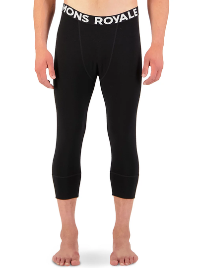 Mons Royale Merino Cascade Flex 200 3/4 Base Layer Bottoms musta