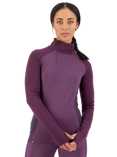 Mons Royale Merino Olympus Half Zip Base Layer Top violet