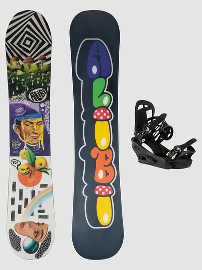 Alibi Snowboards Brain Rain 140 + Burton Freestyle S 2023 Snowboard Set valkoinen