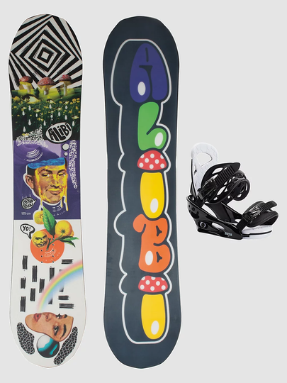 Alibi Snowboards Brain Rain 125 + Burton Smalls 2023 Snowboard Set valkoinen