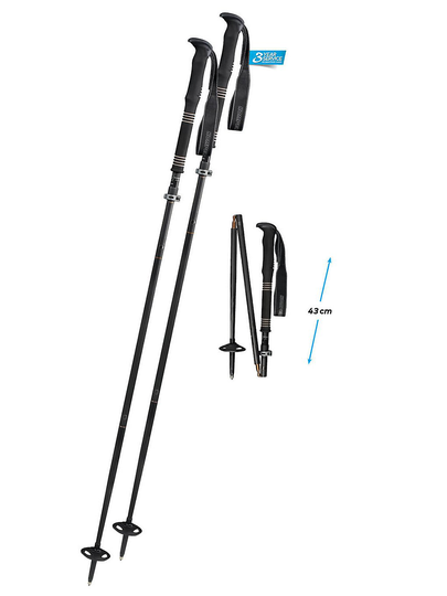 Komperdell Telescopic Poles 21Crbn FXP4 Expedition Vari 120-140mm Te musta