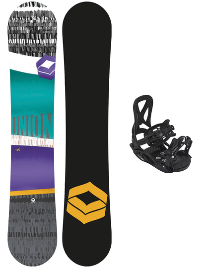 FTWO Union 140 + Junior M Black 2023 Snowboard Set kuviotu
